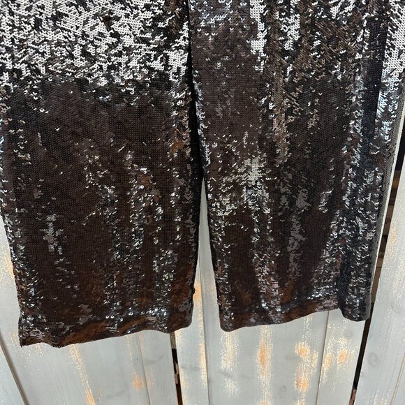 Proenza Schouler Sequin Wide Leg Karate Pants Black Sz S - Picture 6 of 15